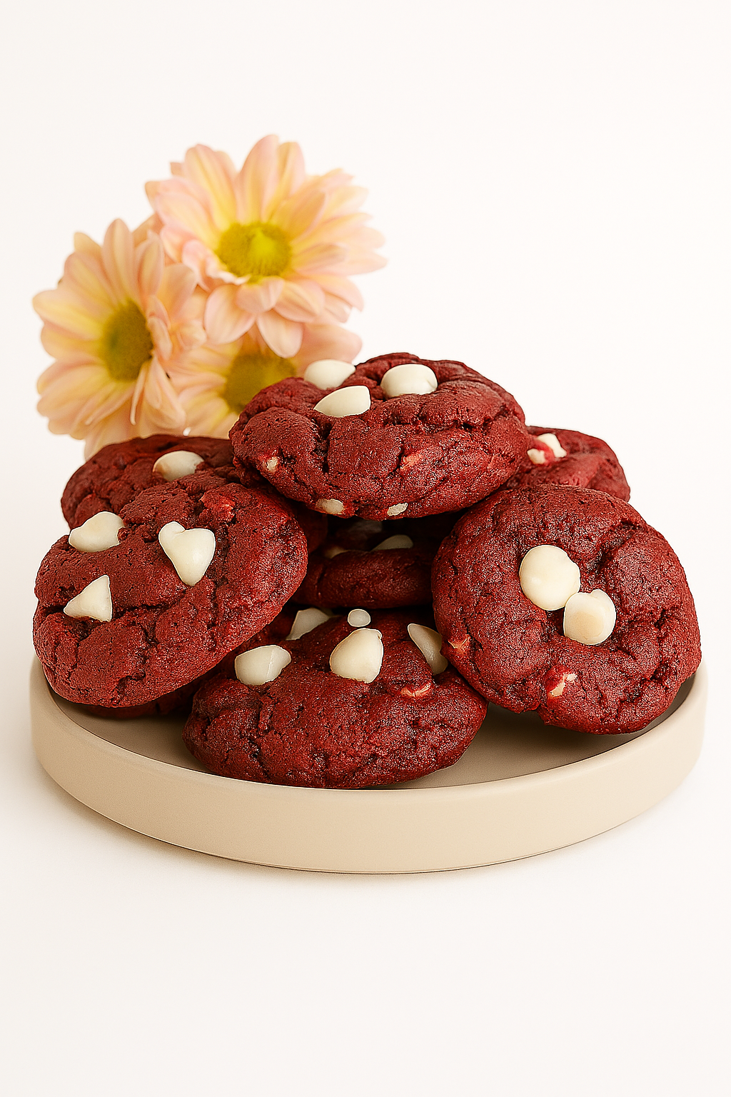 Galletas Red Velvet con Chips de Chocolate Blanco (12 Unidades)